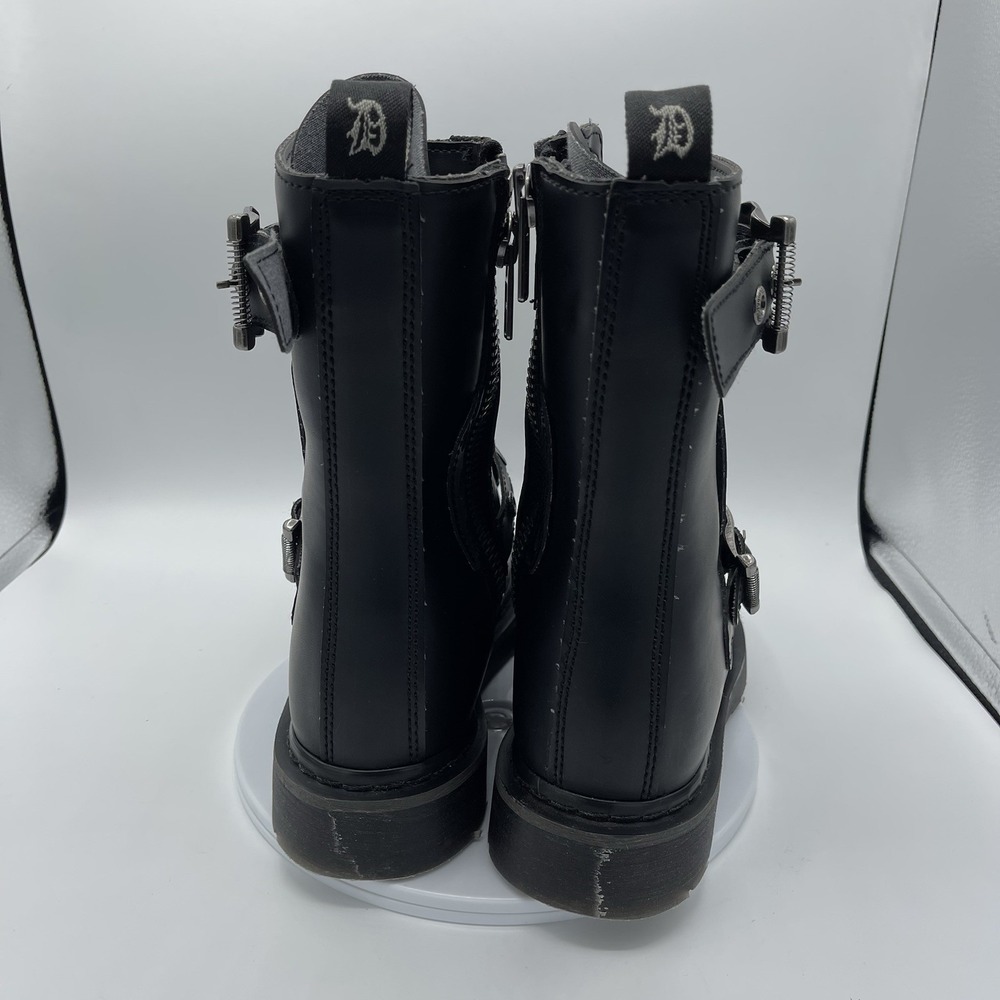 DEMONIA Bolt 250 Goth Combat Biker Ankle Boots Black Matte Men 6 Women's 8 - Picture 3 of 7